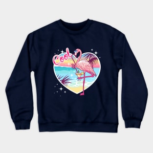 cool flamingo drinks margarita sunset landscape Crewneck Sweatshirt